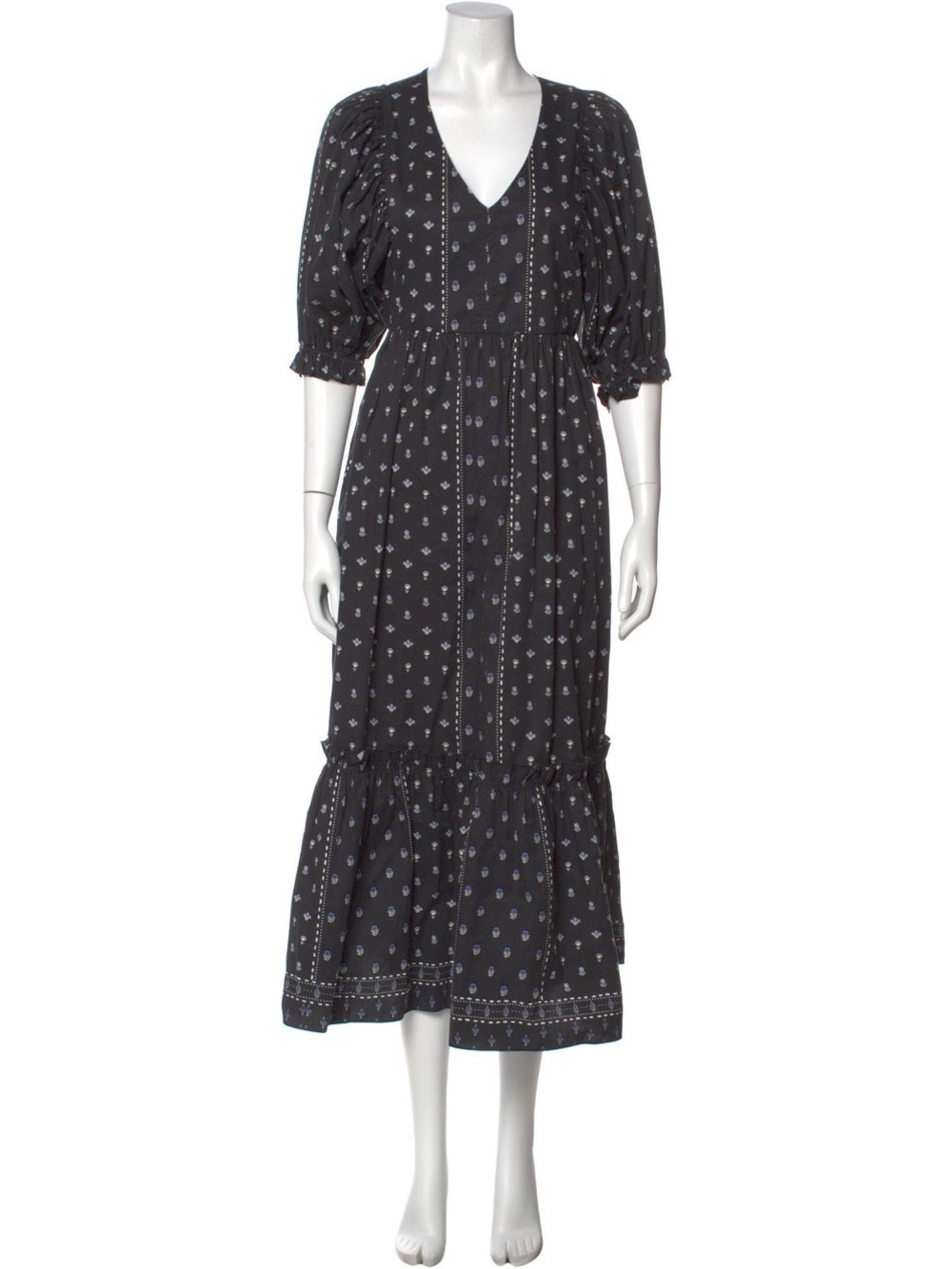 Hunter Bell Puff Sleeve Flower Maxi Dress
